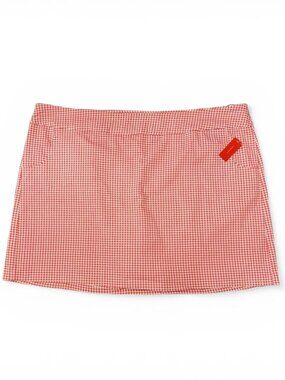 'Molly & Isadora' Coral-Pink & White Gingham Pull-On "Skort" Size 30W